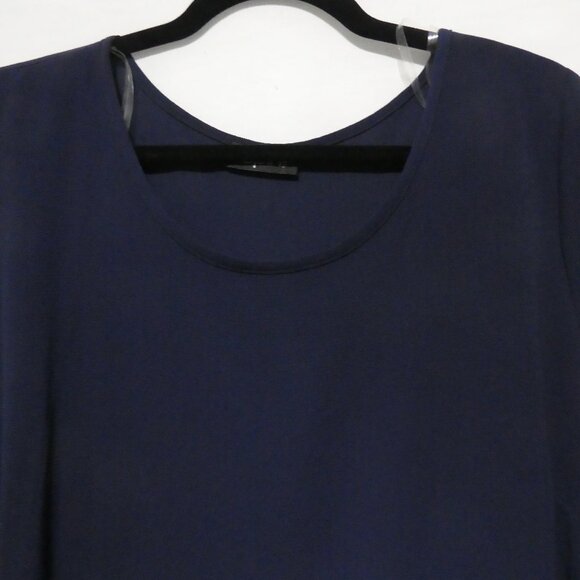 SPIN USA | 1XL | Textured Navy Knee Length Dress With Bow Sleeves | Made In USA - Picture 4 of 16